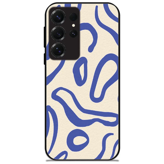 Blue Squiggle Pattern - Glossy Metal Silicone Case for Samsung Galaxy S25 Ultra