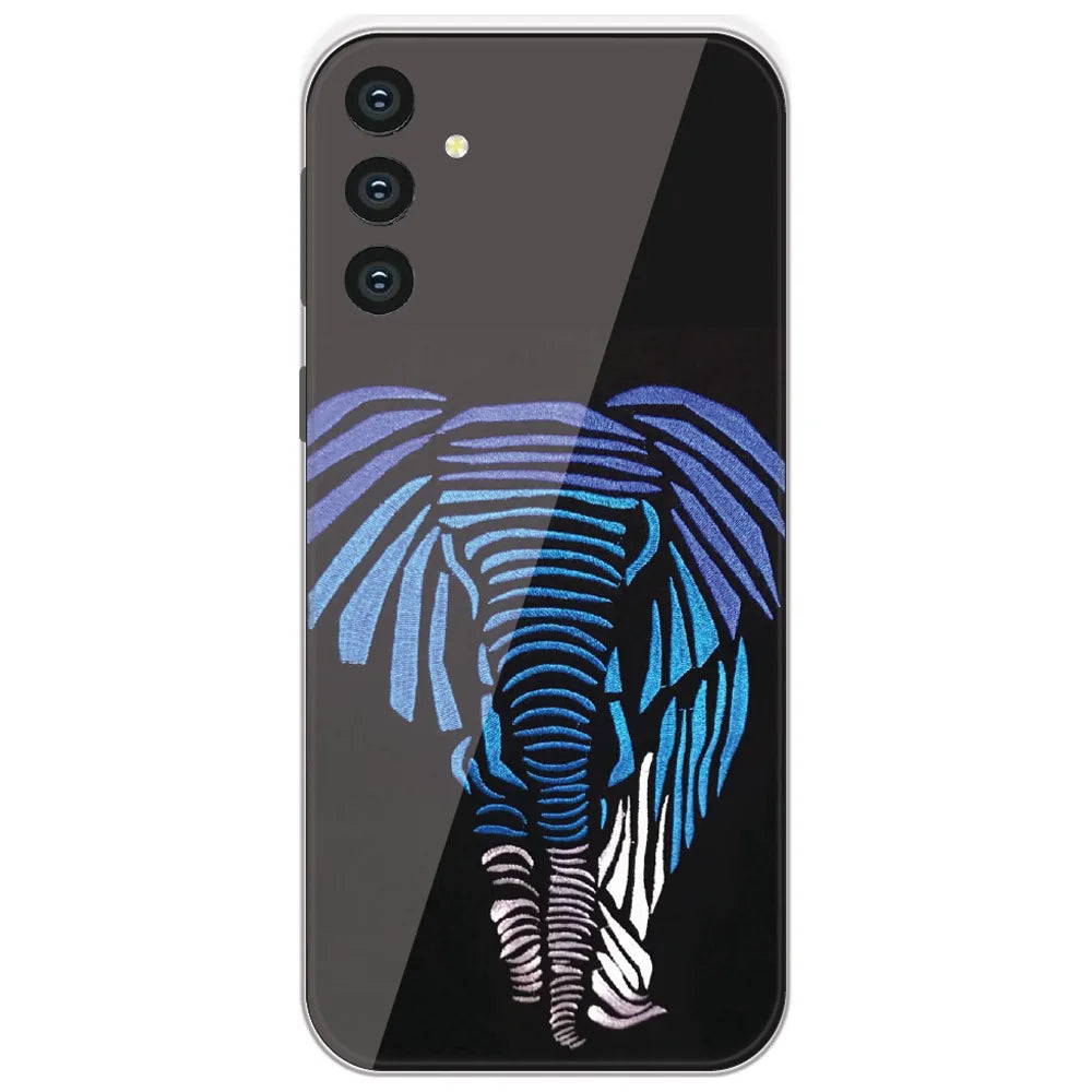 Blue Striped Elephant - Printed Silicone Case for Samsung Galaxy S24