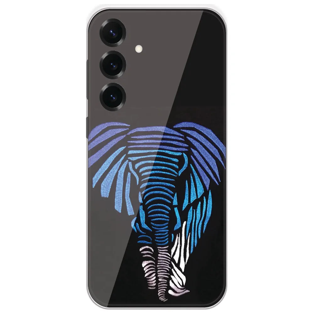 Blue Striped Elephant - Printed Silicone Case for Samsung Galaxy S25 Plus