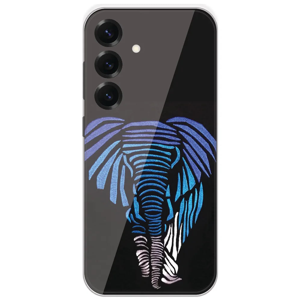 Blue Striped Elephant - Printed Silicone Case for Samsung Galaxy S25