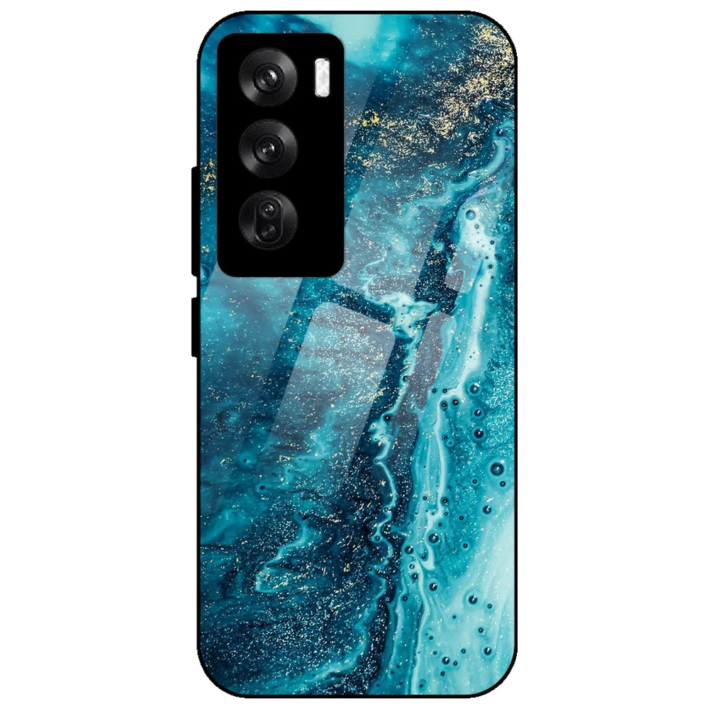 Blue Watermarble - Glass Case for Oppo Reno 12 Pro