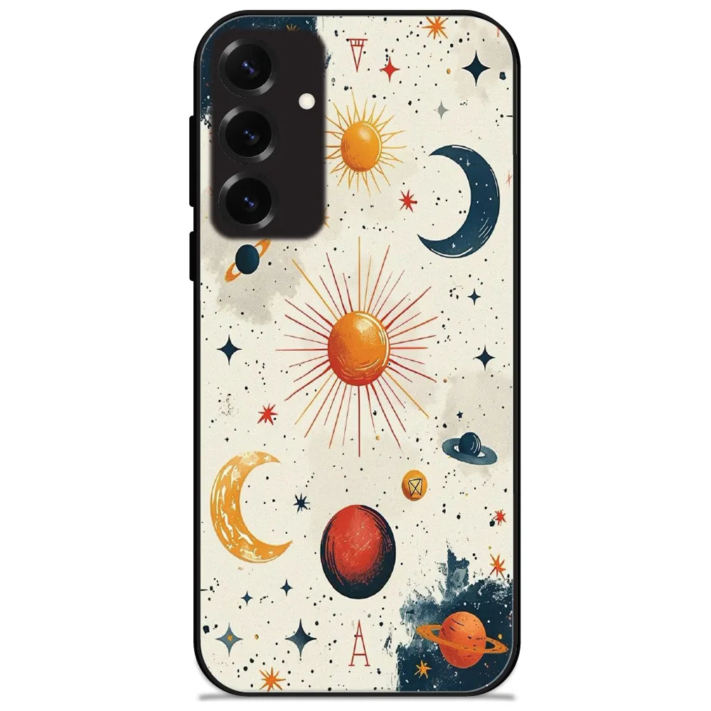 Boho Celestial Planets - Glossy Metal Silicone Case for Samsung Galaxy S25 Plus