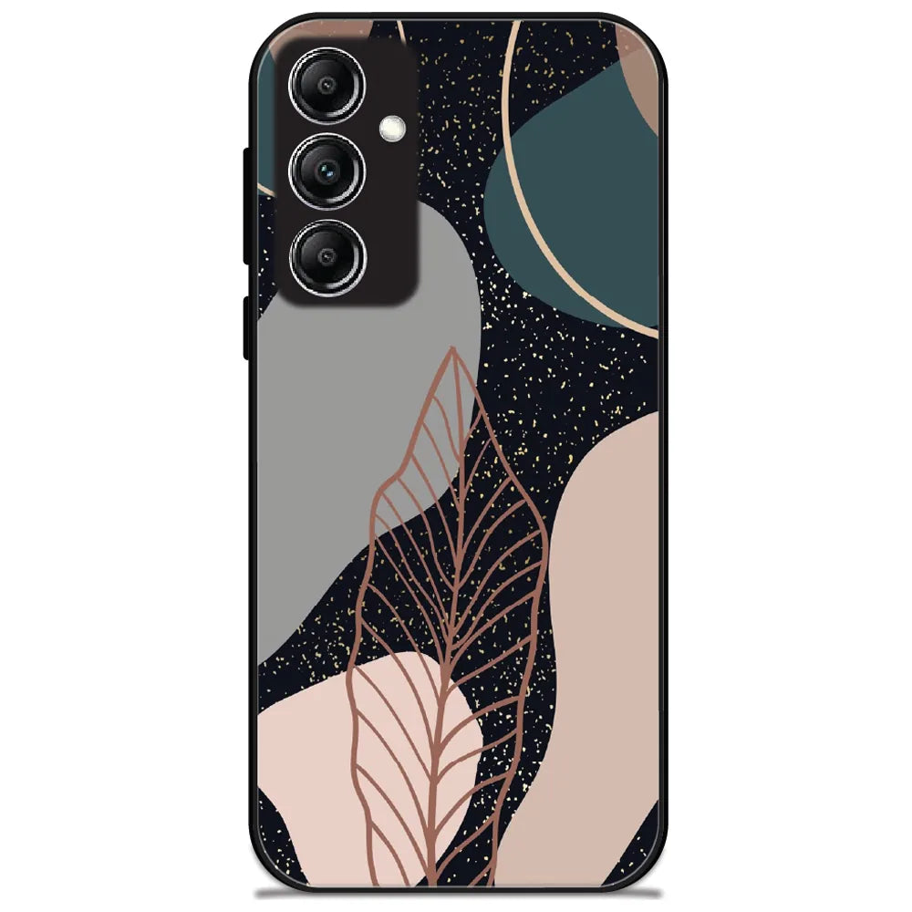 Boho Leaf Shapes - Glossy Metal Silicone Case for Samsung Galaxy A14