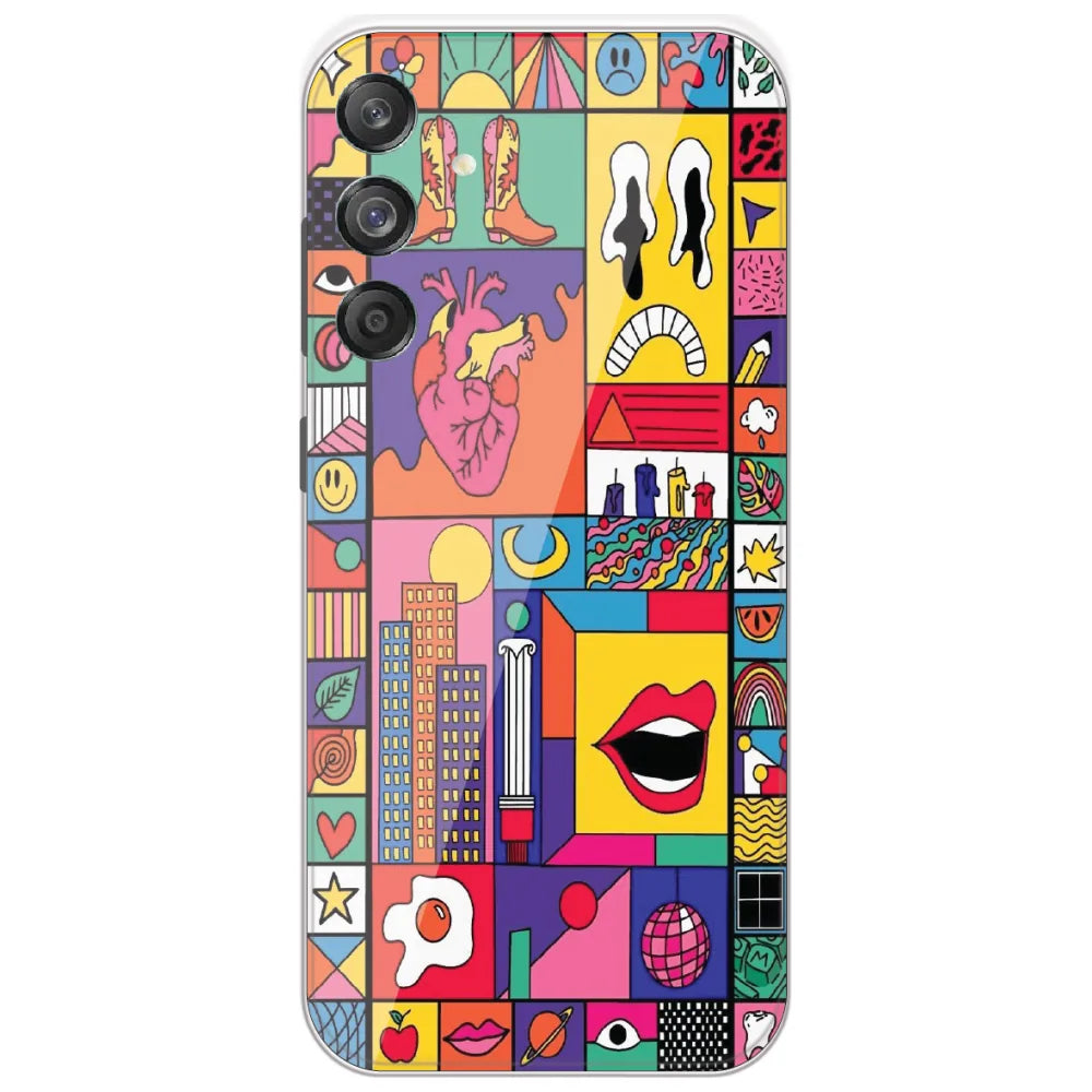 Bold Pop Collage - Printed Silicone Case for Samsung Galaxy M55 5G