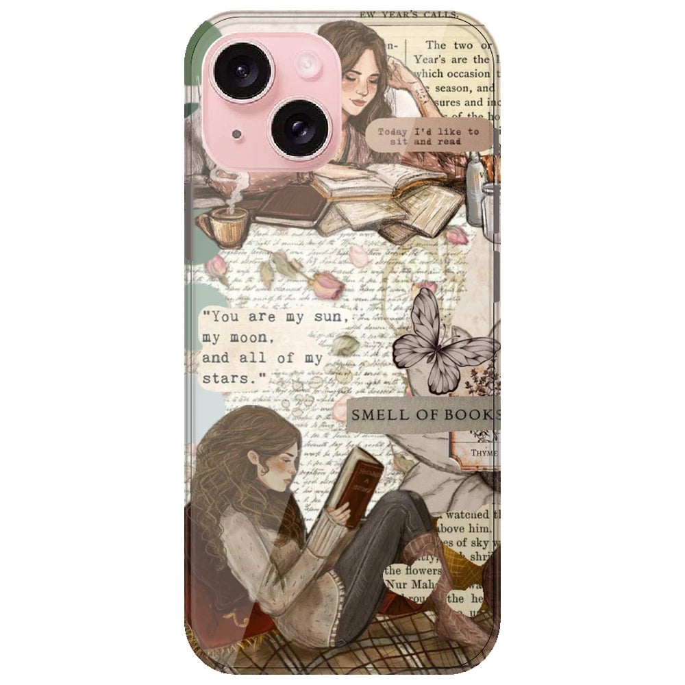 Book Collage - Printed Silicone Case for Apple iPhone 15 Plus
