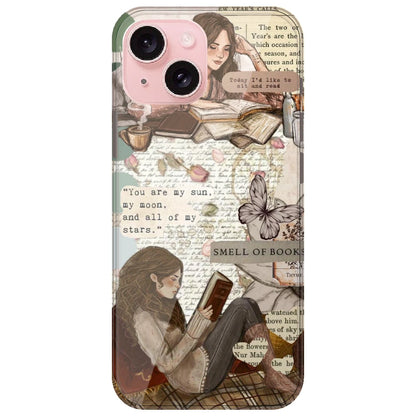 Book Collage - Printed Silicone Case for Apple iPhone 15 Plus