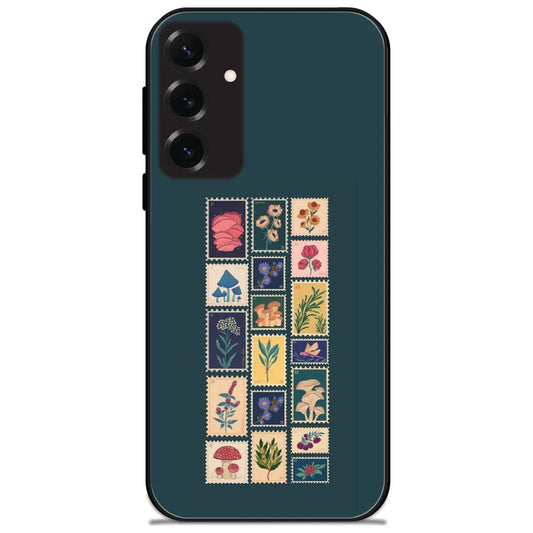 Botanical Stamp Grid - Glossy Metal Silicone Case for Samsung Galaxy S25 Plus