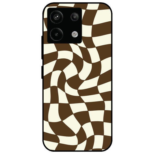 Brown Checks - Glossy Metal Silicone Case for Redmi Note 13 Pro 5G