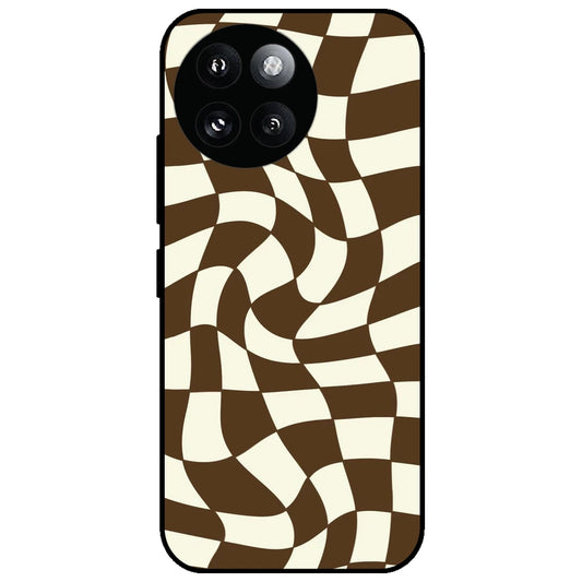 Brown Checks - Glossy Metal Silicone Case for Redmi Xiaomi 14 Civi