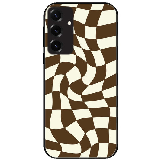 Brown Checks - Glossy Metal Silicone Case for Samsung Galaxy S25 Plus