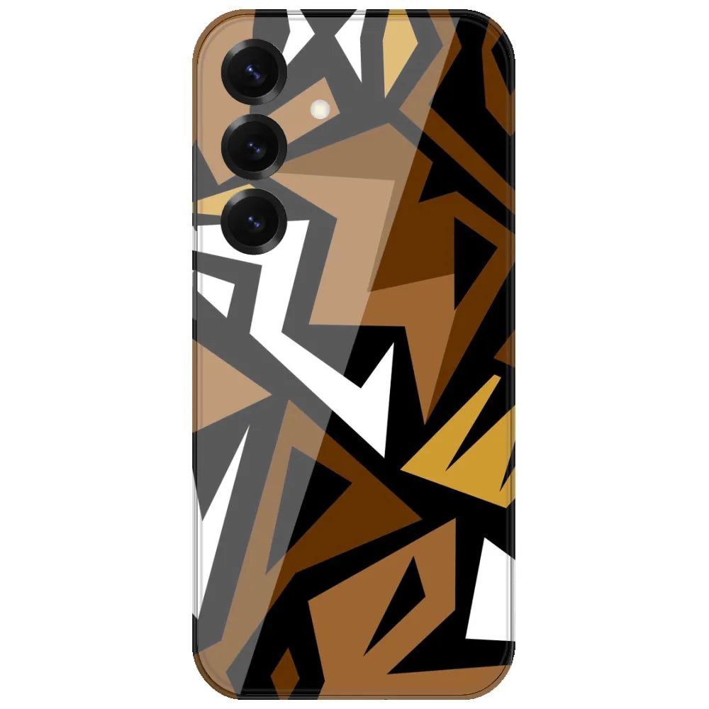 Brown Geometric Shards - Printed Silicone Case for Samsung Galaxy S25 FE