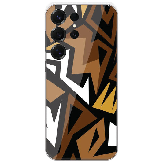Brown Geometric Shards - Printed Silicone Case for Samsung Galaxy S25 Ultra