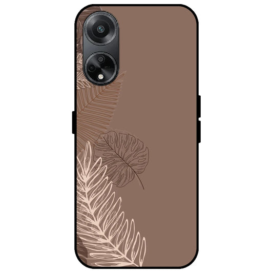Brown Leaves - Glossy Metal Silicone Case for Oppo F23 5G