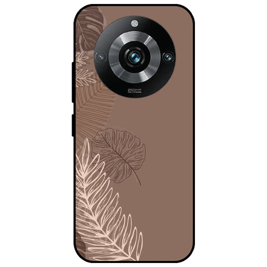 Brown Leaves - Glossy Metal Silicone Case for Realme 11 Pro Plus