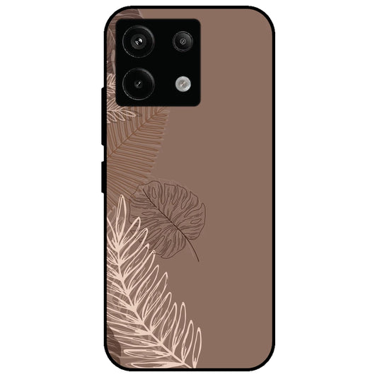 Brown Leaves - Glossy Metal Silicone Case for Redmi Note 13 Pro 5G