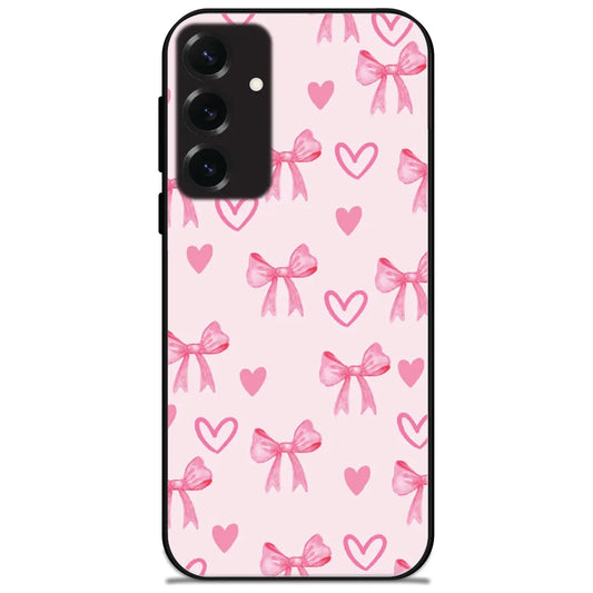Bubblegum Bows Hearts - Glossy Metal Silicone Case for Samsung Galaxy S25 Plus
