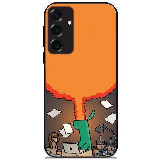 Burnout Desk Doodle - Glossy Metal Silicone Case for Samsung Galaxy S25 Plus