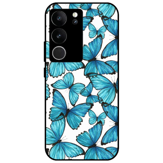 Butterflies - Glossy Metal Silicone Case for Vivo V29 5G