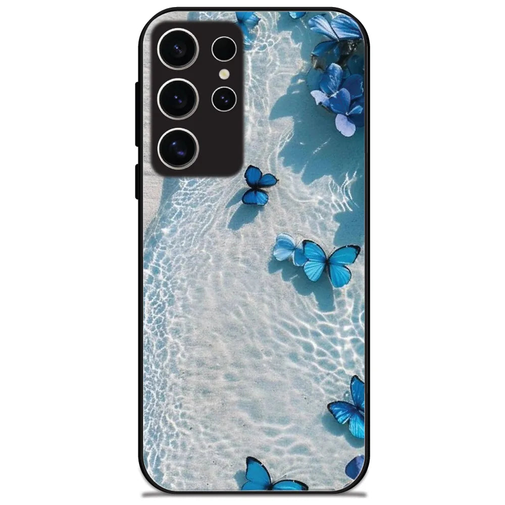 Butterflies On Water - Glossy Metal Silicone Case for Samsung Galaxy S24 Ultra