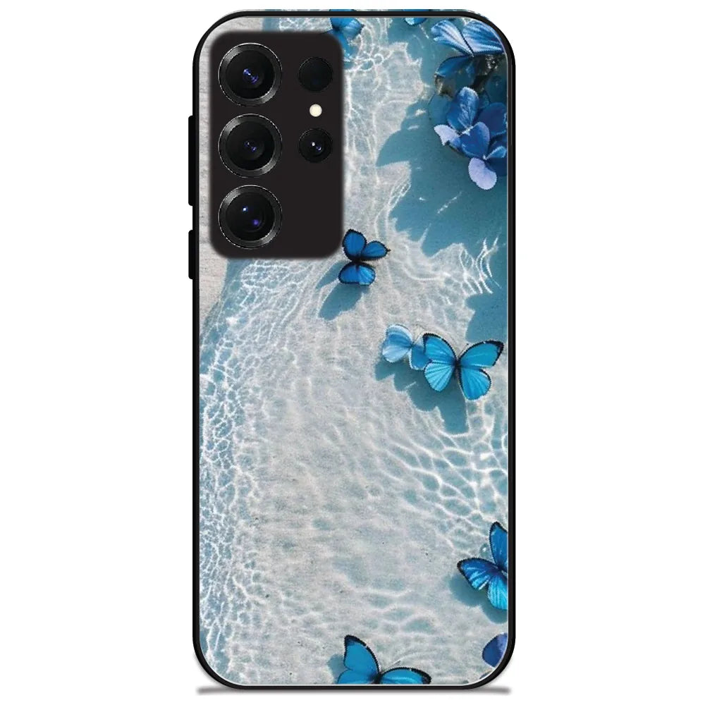 Butterflies On Water - Glossy Metal Silicone Case for Samsung Galaxy S25 Ultra