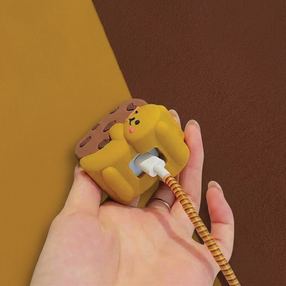 Bear charger protector set shown with the charging cable and cable tie