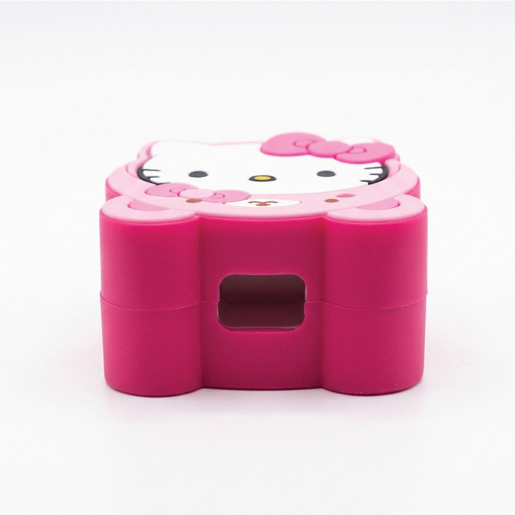 Hello Kitty silicone adapter cover and cable protector in use on a iPhone 18W/20W Adapter
