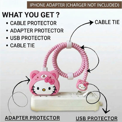 What you get – Hello Kitty adapter protector, USB protector, cable protector and cable tie