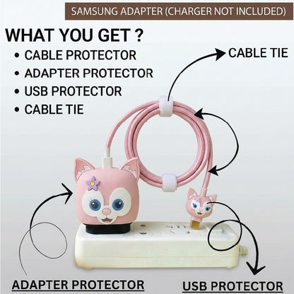 What you get – LinaBell adapter protector, USB protector, cable protector and cable tie