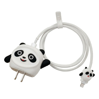 Panda charger protector set shown with the charging cable and cable tie