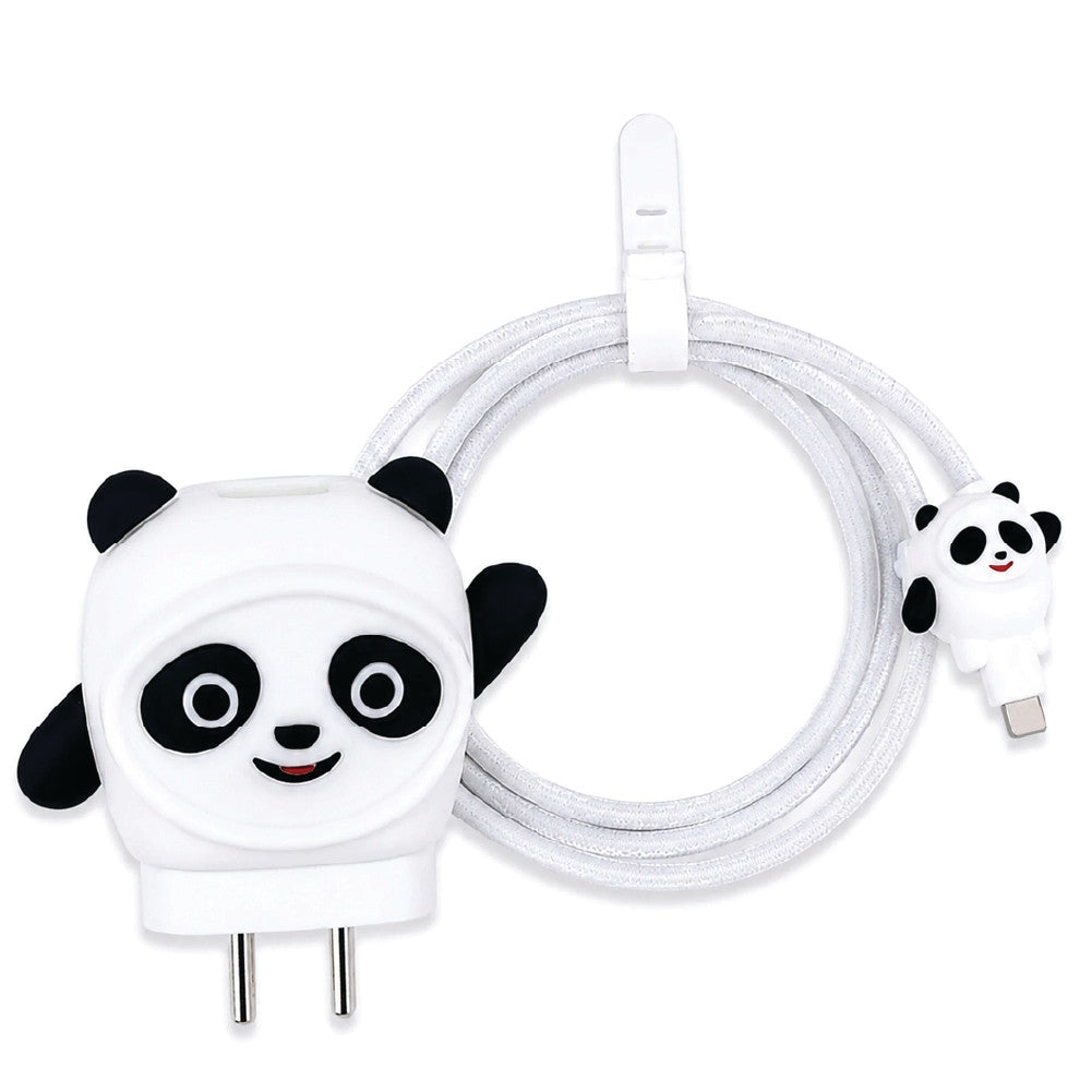 Close-up of the Panda 3D silicone charger cover for Samsung 25W Adapter
