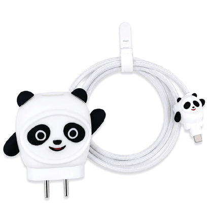 Close-up of the Panda 3D silicone charger cover for Samsung 25W Adapter