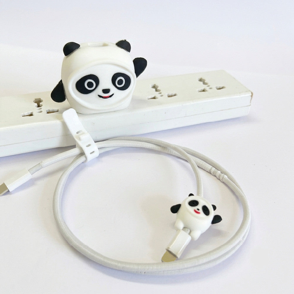 Panda charger protector set shown with the charging cable and cable tie