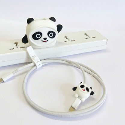 Panda charger protector set shown with the charging cable and cable tie