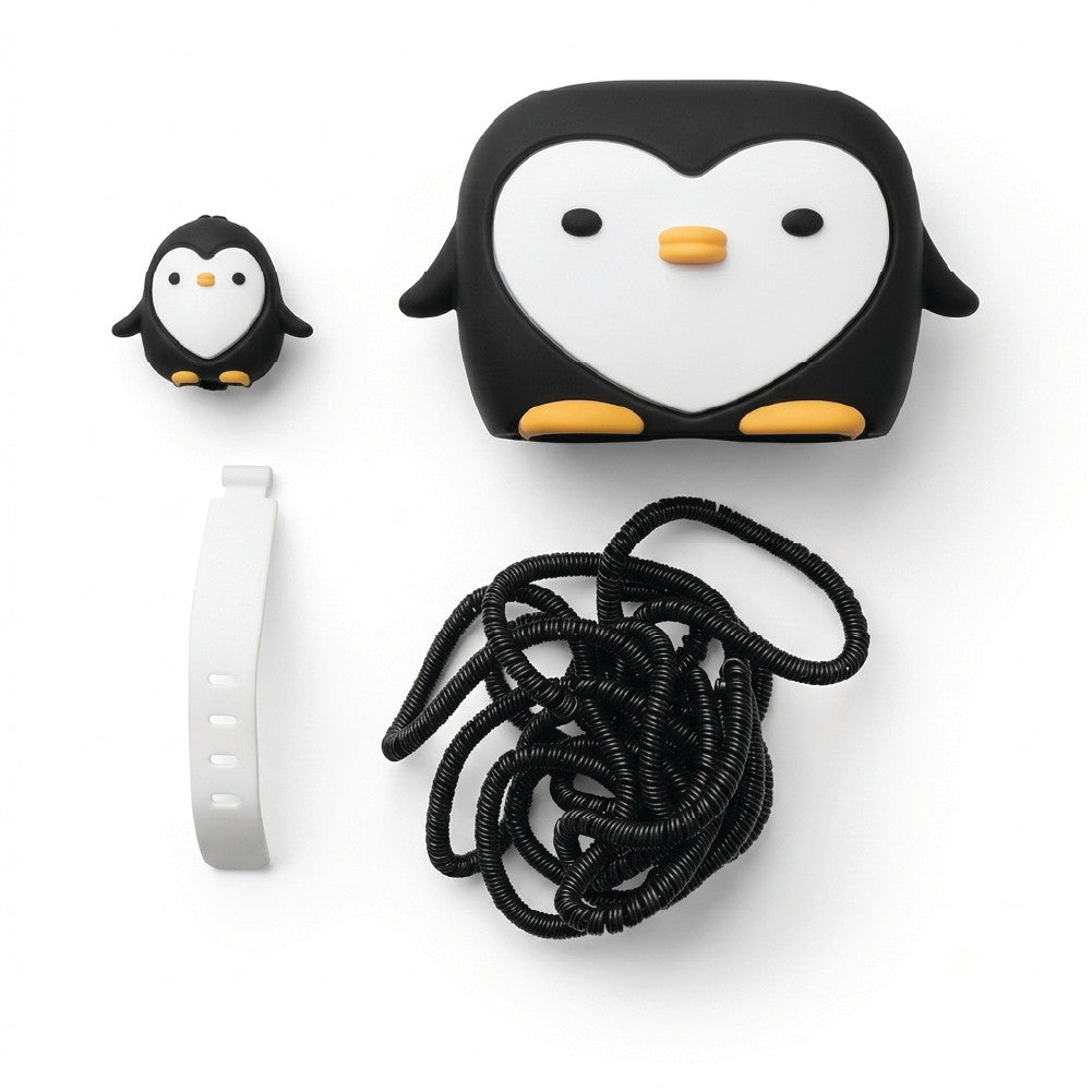 Penguin charger protector set for iPhone 18W/20W Adapter with cable protector, USB protector and cable tie