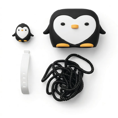 Penguin charger protector set for iPhone 18W/20W Adapter with cable protector, USB protector and cable tie