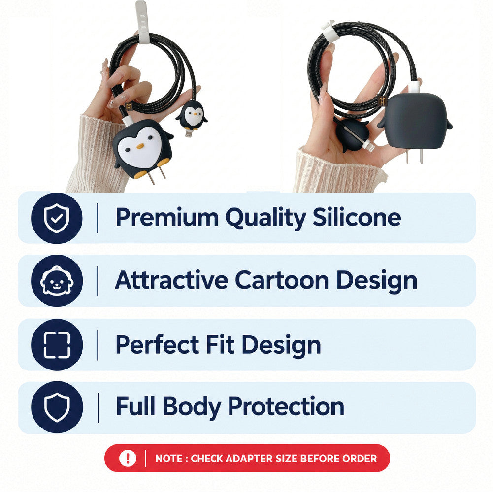 Penguin charger protector – premium silicone, perfect fit and full body protection