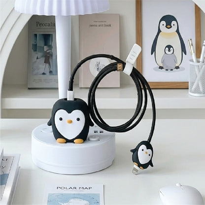 Close-up of the Penguin 3D silicone charger cover for iPhone 18W/20W Adapter