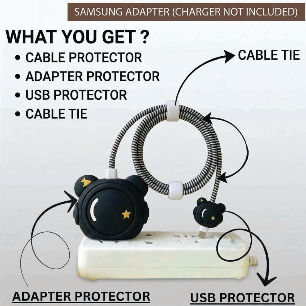 What you get – Space Astronaut adapter protector, USB protector, cable protector and cable tie