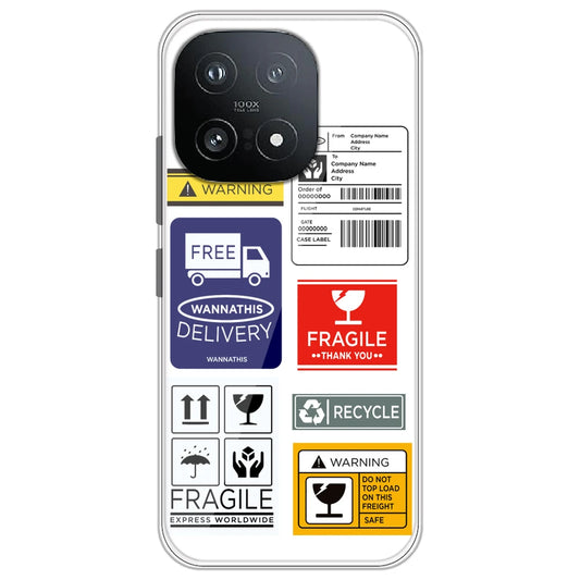 Caution Labels - Clear Printed Silicone Case for iQOO 15