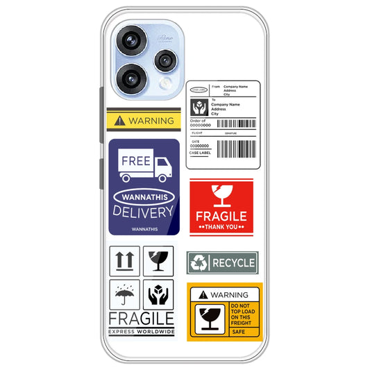 Caution Labels - Clear Printed Silicone Case for Oppo Reno 15