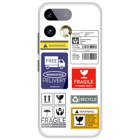Caution Labels - Clear Printed Silicone Case for Realme 16 Pro Plus