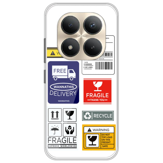 Caution Labels - Clear Printed Silicone Case for Redmi Note 15 Pro Plus 5G