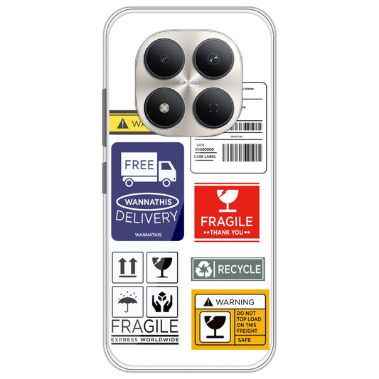 Caution Labels - Clear Printed Silicone Case for Redmi Note 15 Pro