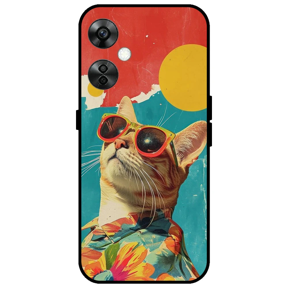 Cool Cat Summer - Glossy Metal Silicone Case for OnePlus Nord CE 3 Lite