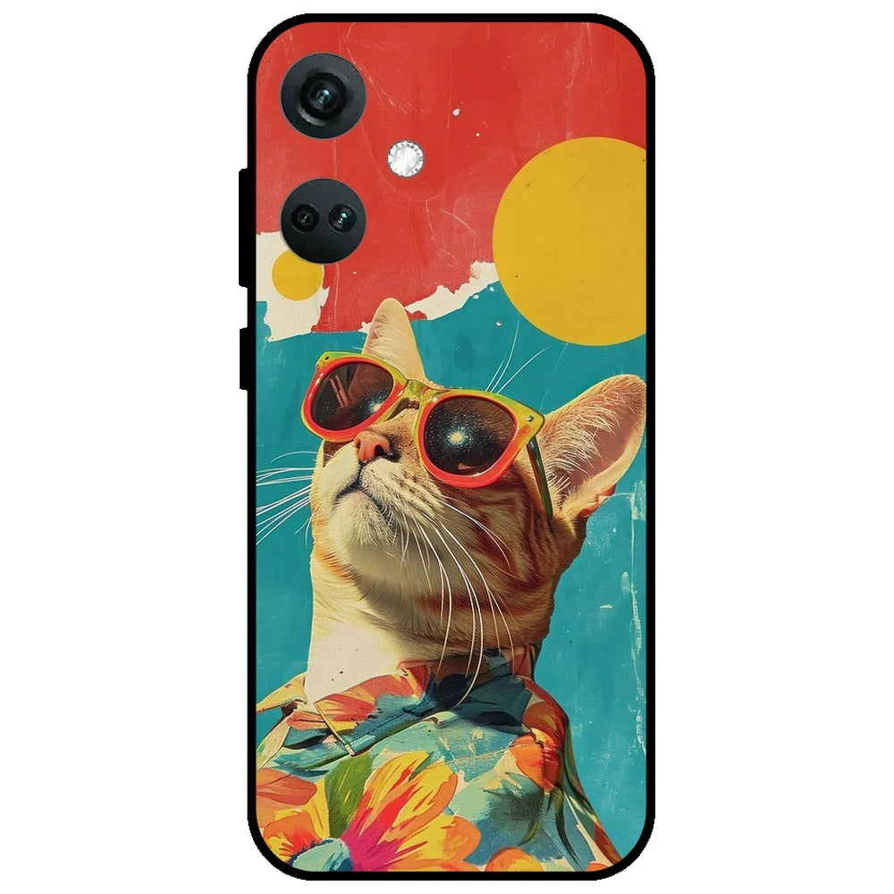 Cool Cat Summer - Glossy Metal Silicone Case for OnePlus Nord CE 3