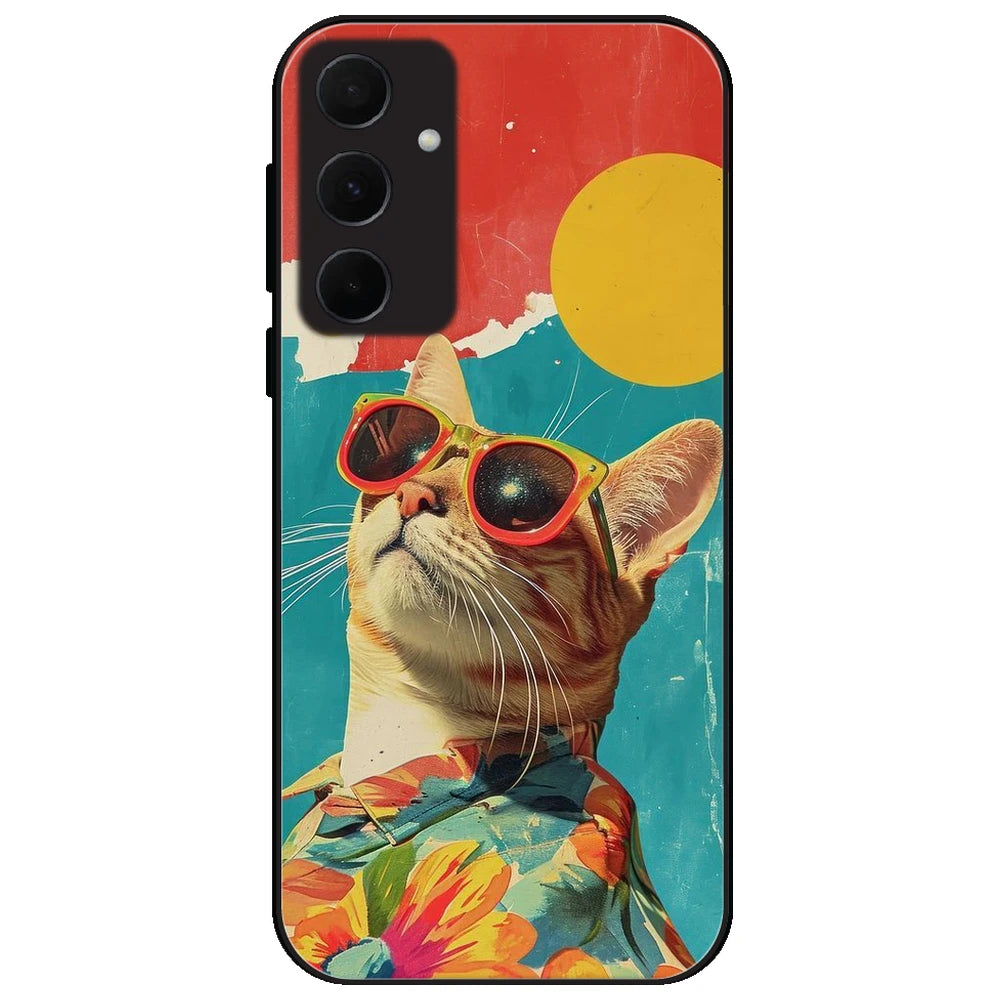 Cool Cat Summer - Glossy Metal Silicone Case for Samsung Galaxy A35
