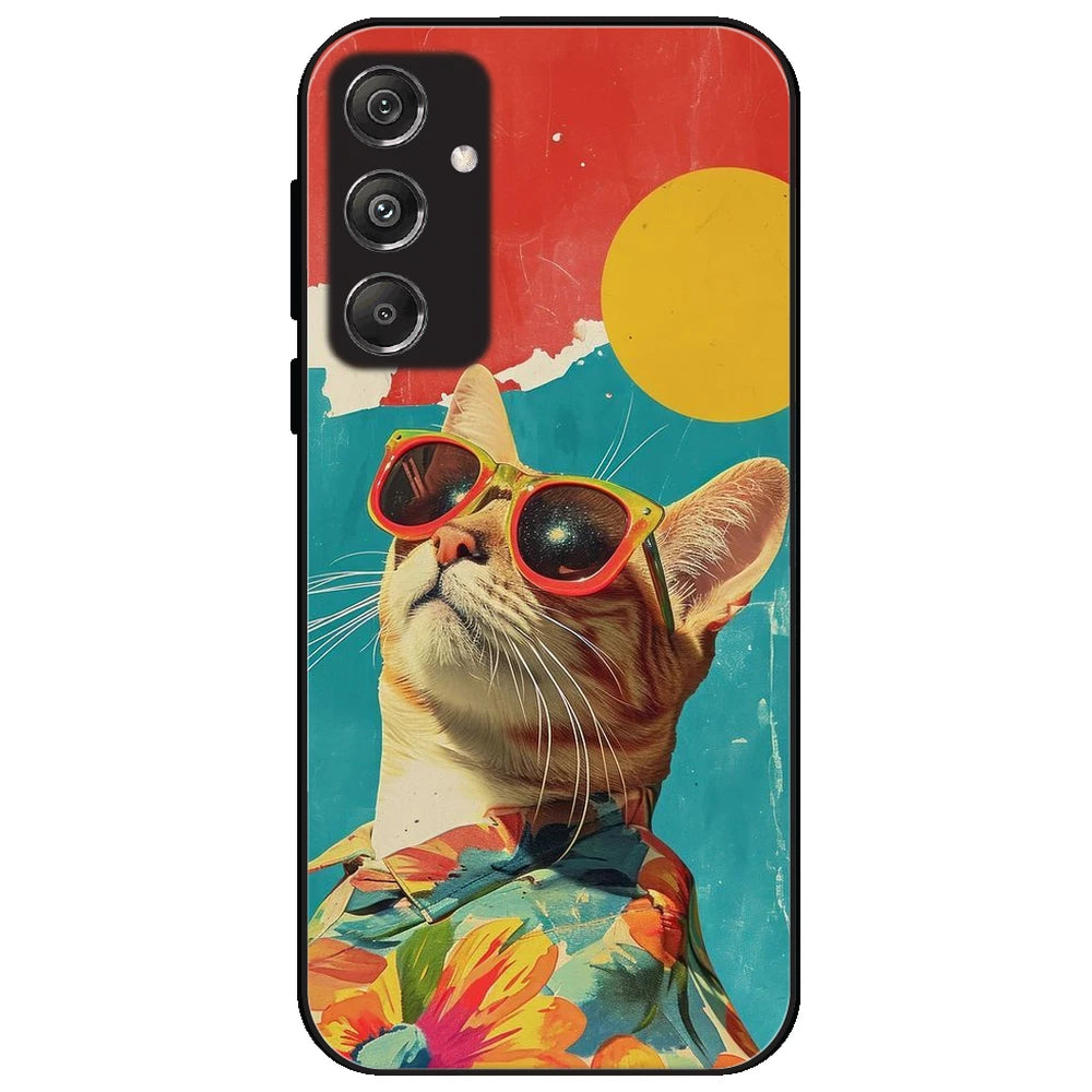 Cool Cat Summer - Glossy Metal Silicone Case for Samsung Galaxy M34 5G