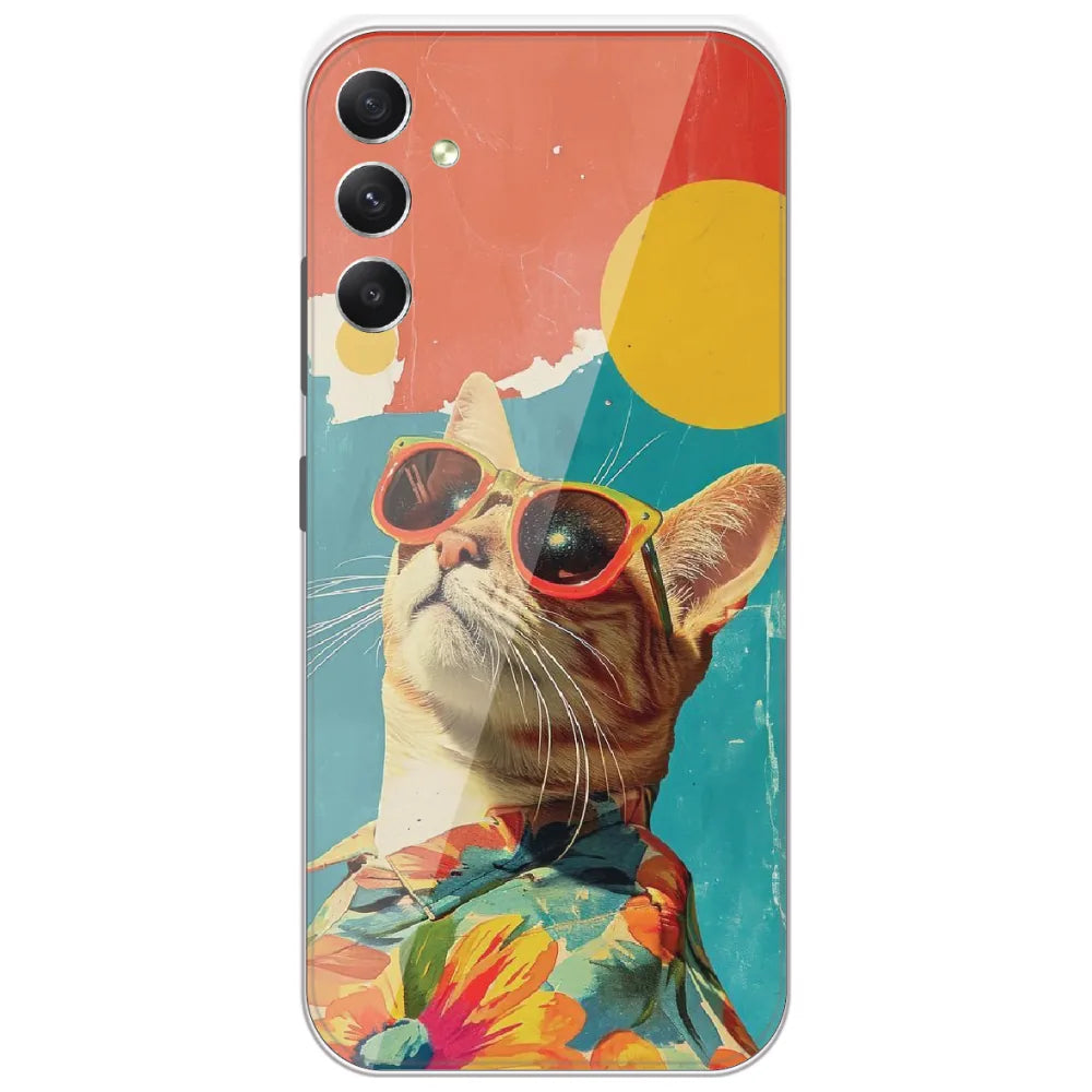 Cool Cat Summer - Printed Silicone Case for Samsung Galaxy A34