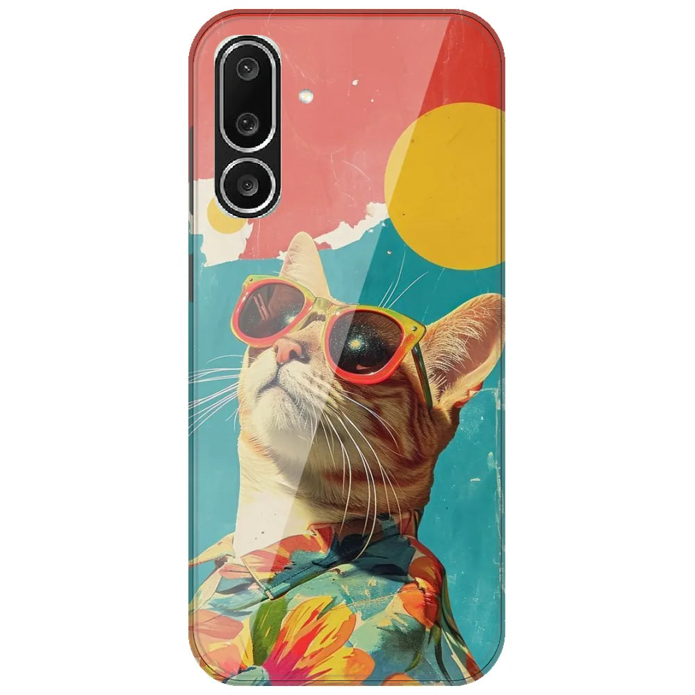 Cool Cat Summer - Printed Silicone Case for Samsung Galaxy M36