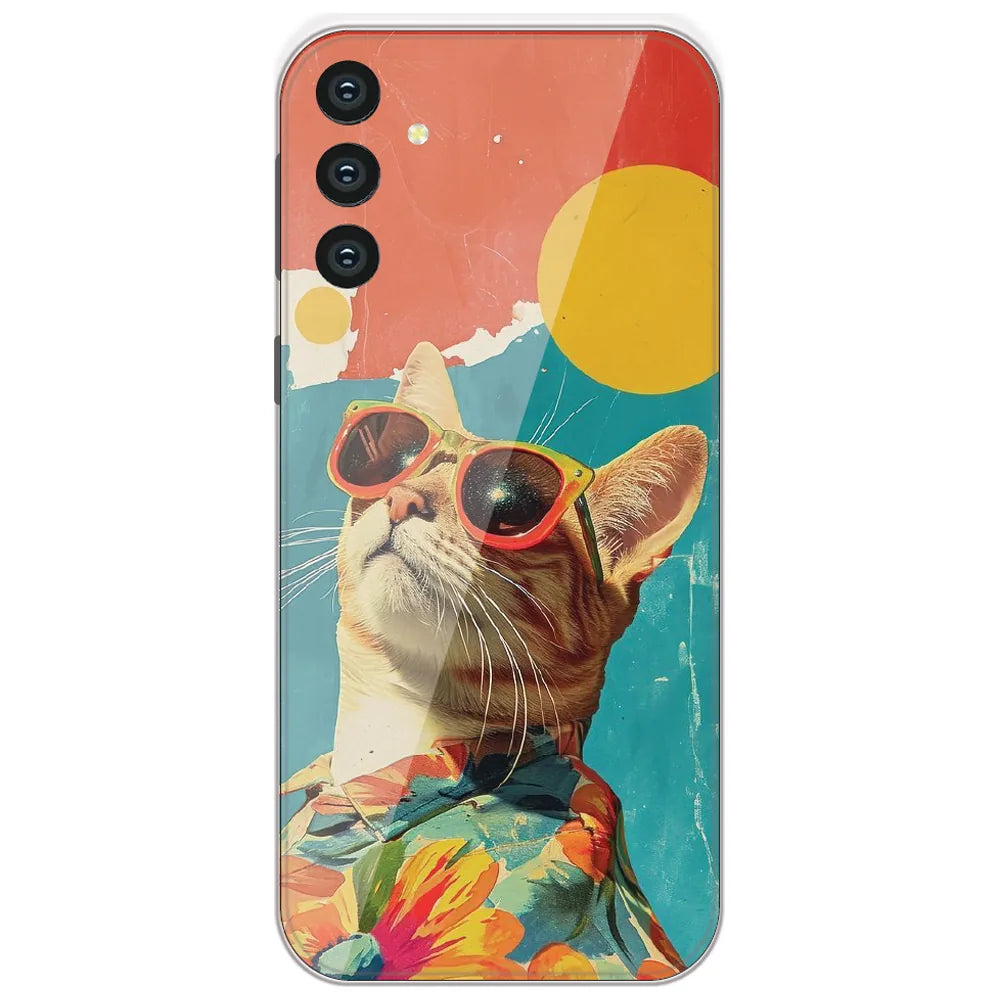 Cool Cat Summer - Printed Silicone Case for Samsung Galaxy S24
